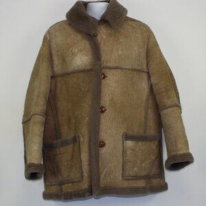 Vintage 80s Sawyer Sheepskin Shearling Leather Coat (XL-48)